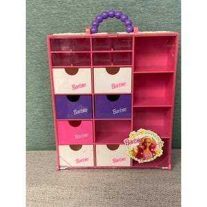 Vintage Barbie Organizer Storage Case Pink Purple White Toy Box