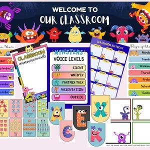Monster Classroom Decor Bundle | Alphabet, Numbers 1–20, Posters, Name Tags & More