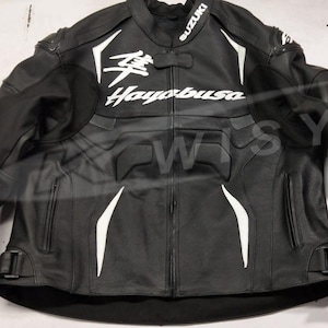 Brand New Suzuki Hayabusa Motorbike CE Approved Cowhide Leather Jacket Available in all Colors & Sizes
