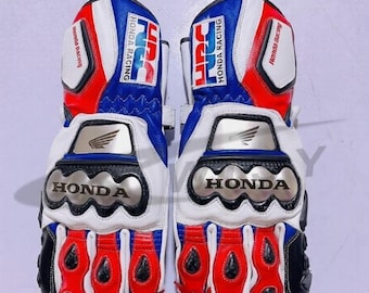Guantes de montar de piel de vaca para motocicleta Honda Racing, homologados CE, disponibles en todos los colores y tamaños.