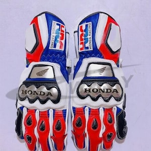 Honda Racing Motorcykel CE-godkända ridhandskar i kohud i läder finns i alla färger och storlekar