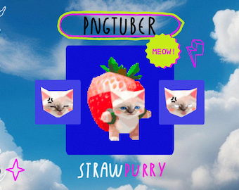 AARDBEI - PNGTuber Cat | Schattig PNGTuber-model, VeadoTube-model, schattig png-knolmodel, Vtuber-model, Chibi, Kawaii, Twitch, YouTube, Stream