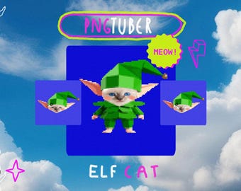 PNGTuber ELF CAT | Leuk png-tubermodel, elf pngtuber, VeadoTube-model, schattig png-knolmodel, Vtuber-model, Kawaii, Twitch, YouTube, Stream