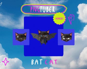 PNGTuber BAT CAT | Cute PNGTuber Model, bat pngtuber, VeadoTube Model, Cute PNG Tuber Model, Vtuber Model, Kawaii, Twitch, YouTube, Stream