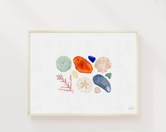 Aquarell ‚Strandräuber‘ Digitaldruck | Neufundländer Kunst | Wandkunst