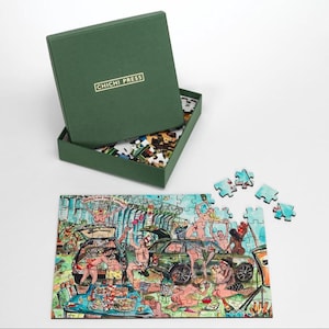 Naughty Jigsaw Puzzle – Cheeky Car & Party Scenes – Funny Gift for Adults – Bold Art by Anna-Louise Felstead – 96 Piece Puzzle
