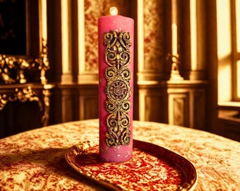 Candela antica barocca a colonna / Cera di colza fatta a mano, candela profumata floreale vintage, regalo romantico di lusso