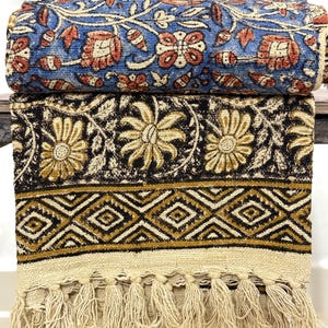 Unique Designer black soft floral throw blanket couch for boho home decor Hand block print cotton blanket home decor Housewarming gift