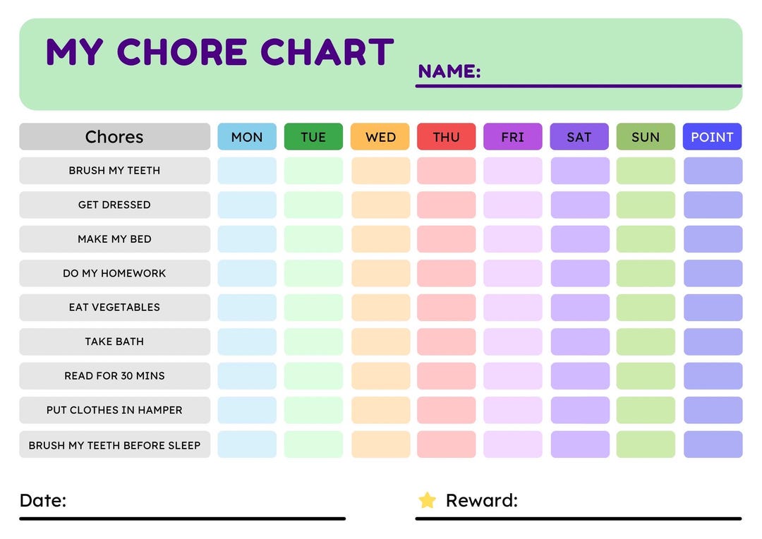 Homework Chore Routine Chart Printable Kids Chore Chart: Editable Back to School Routine - Etsy