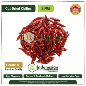 Sliced Dried Chili 200g – Indonesian Red Chili Strips for Topping, Stir-Fry, Garnish & Spicy Cooking