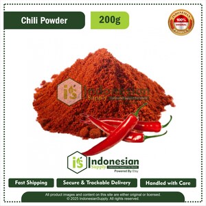 Chili Powder 200g, Indonesian Cabe Bubuk for Spicy Cooking, Seasoning, Sauces & Dry Rubs