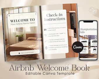 Editable Airbnb Welcome Book Template: Minimalist Host Guide (Canva PDF)