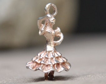 Flamenco dancer 3D vintage silver charm or pendant