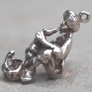 Snake charmer vintage 3D silver charm