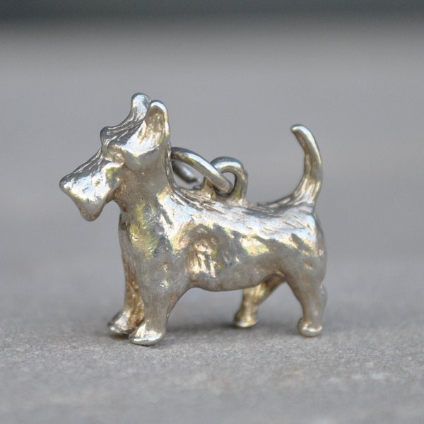 Scotty dog vintage silver charm - Pet - Cute
