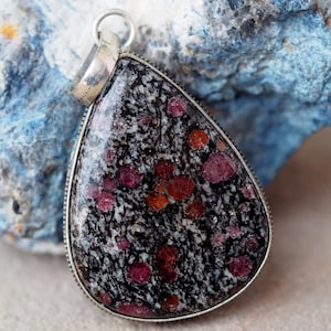 Ruby Fall with silver mount vintage pendant
