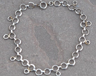 7.25インチ ブランク ヴィンテージ シルバー チャーム ブレスレット