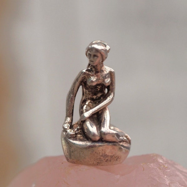 Little Mermaid statue Copenhagen vintage silver charm or pendant - Bernard Hertz - Denmark