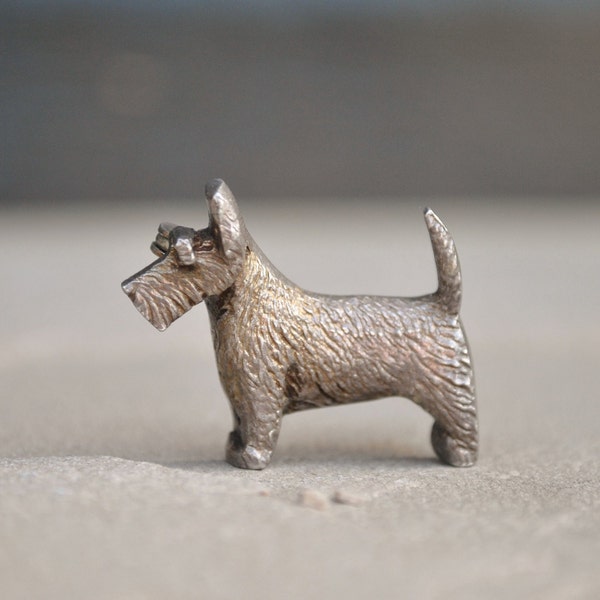 Cute Scotty dog vintage silver brooch - Pet - Dog