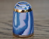 Vintage china thimble - Bouchet agateware - Blue - Lilac - White