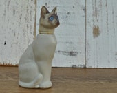 Vintage glass perfume bottle - Avon - Siamese cat - Dressing table