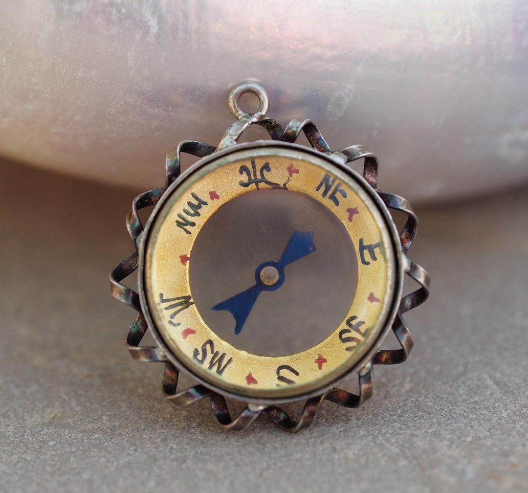 Antique 1800s Watch Fob Compass Pendant - Birmingham Silver ...