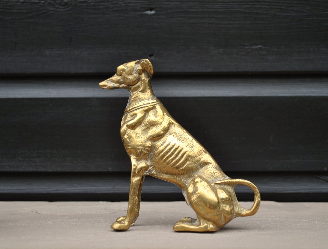 Vintage Brass Greyhound Figure Statue Home Decor Etsy