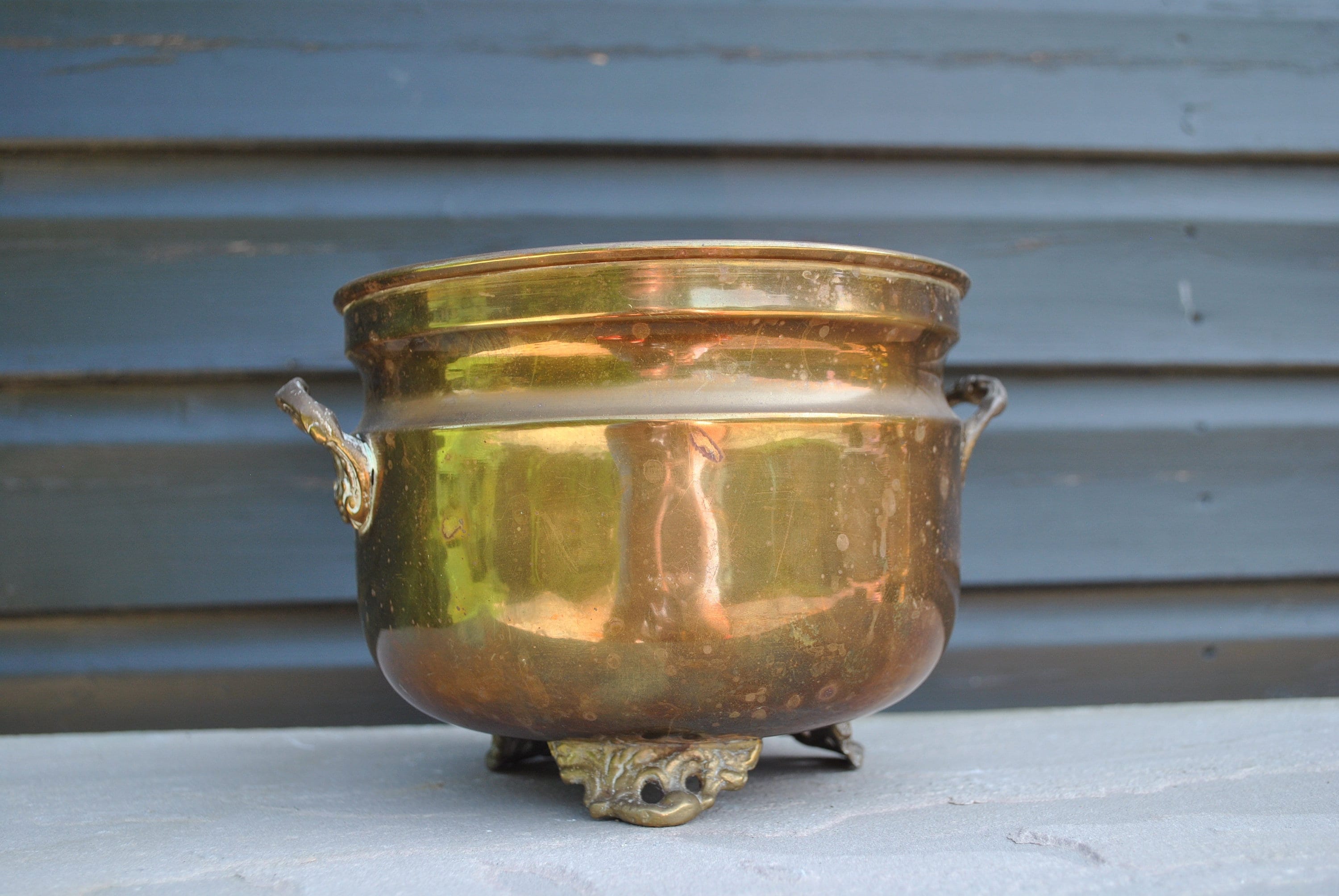 Ouc Trash Pickup Christmas 2022 Vintage Brass Footed Small Planter Pot Rustic | Etsy Ireland