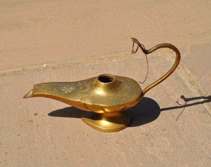 Vintage Brass Oil Lamp Genie in a Bottle Etsy