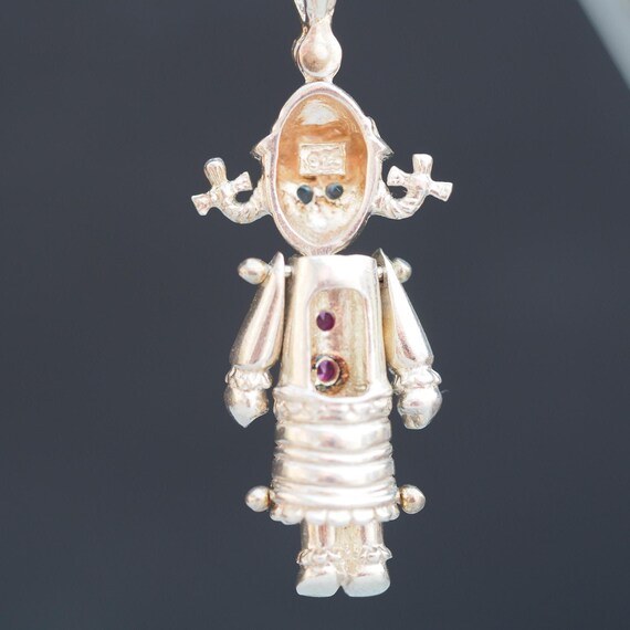 Rag doll articulated vintage silver and gem set pendant View 6