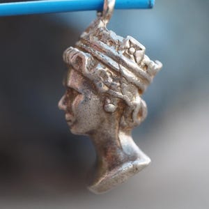 Queen Elizabeth II Silver Jubilee bust vintage silver charm or pendant
