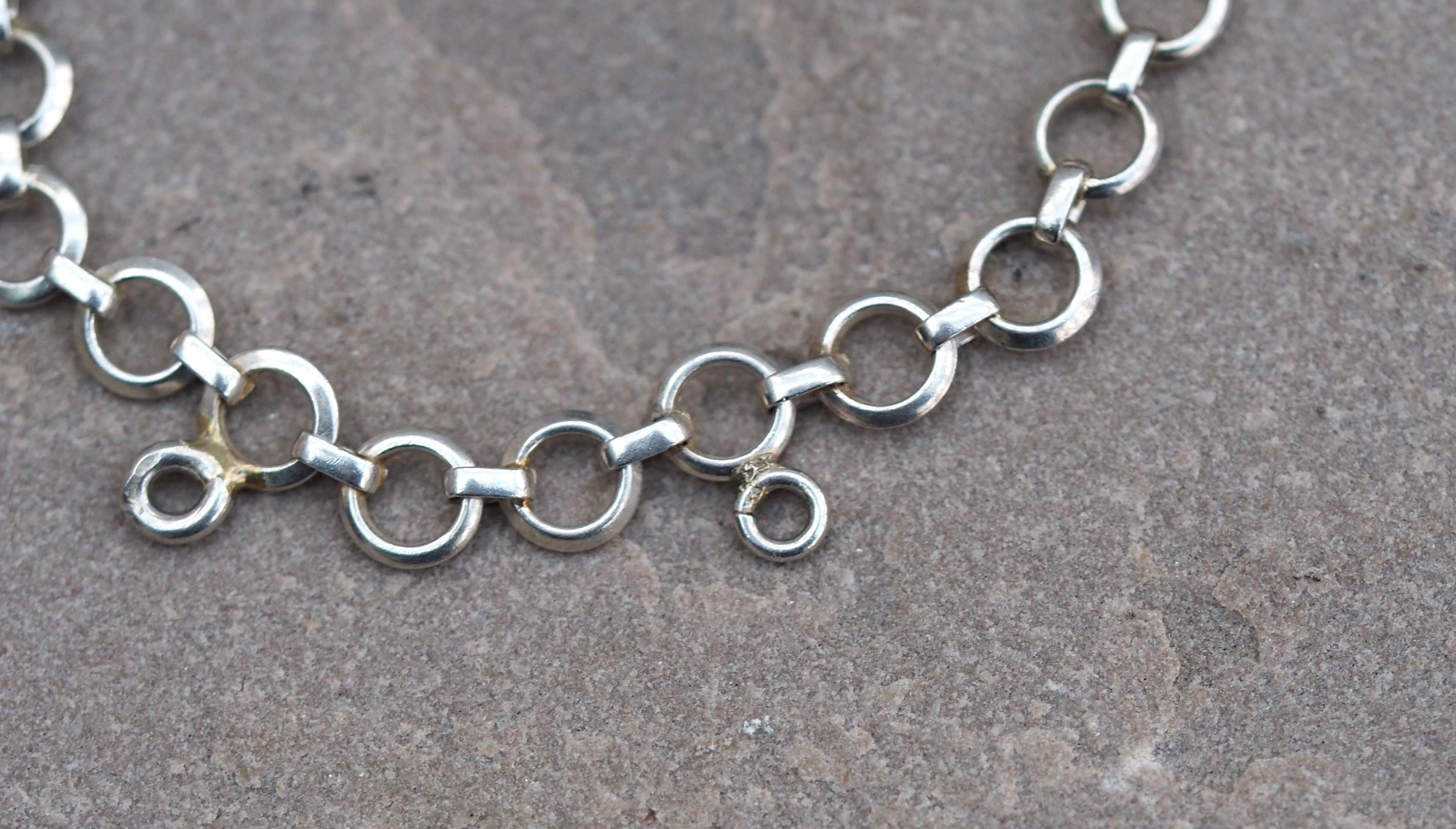 7.25インチ ブランク ヴィンテージ シルバー チャーム ブレスレット