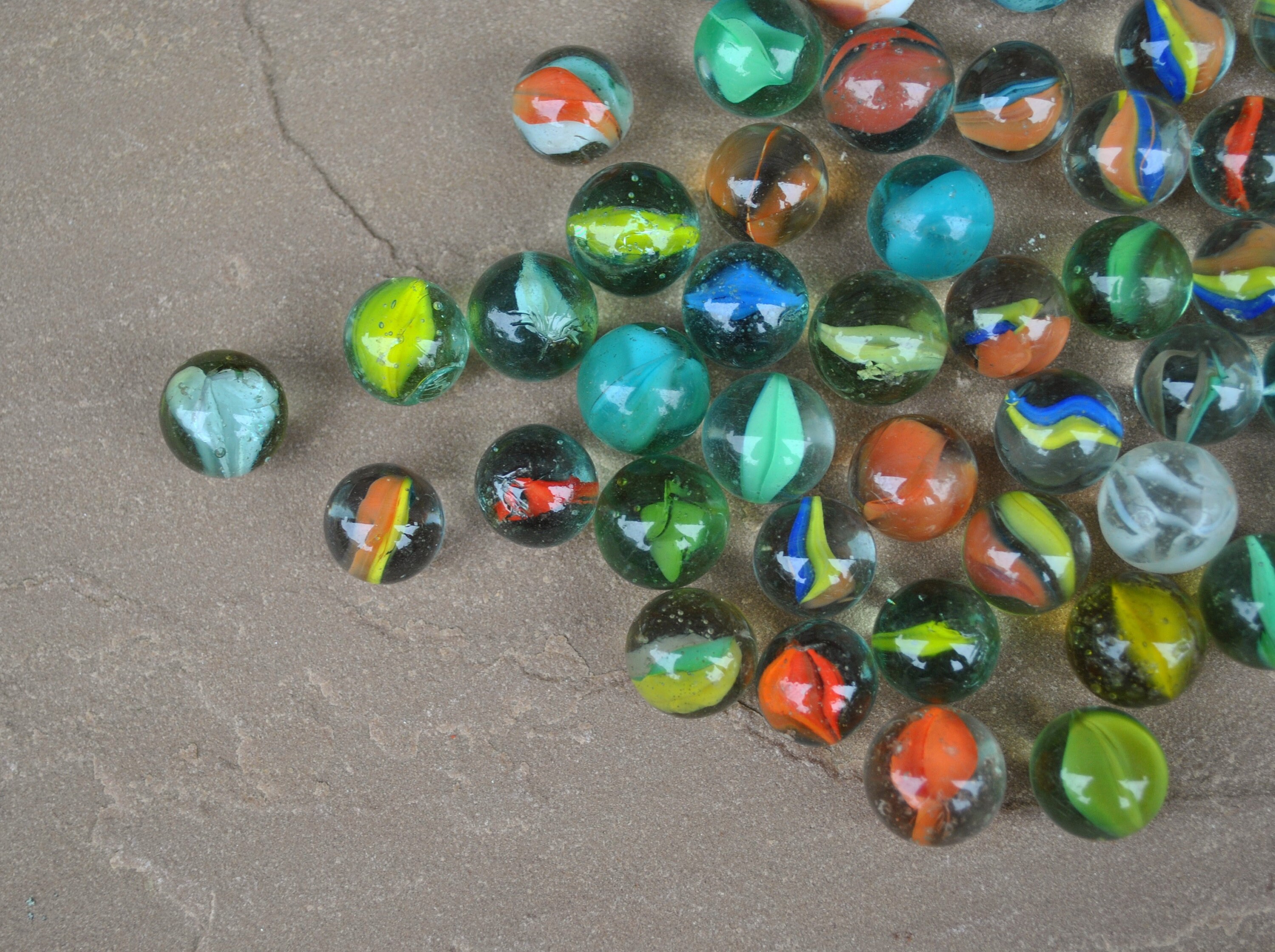 Vintage Selection of 54 Old Glass Marbles Various Colours Etsy UK