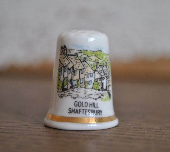 Vintage China Thimble Gold Hill Shaftesbury Dorset Etsy