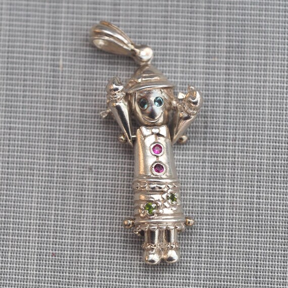 Rag doll articulated vintage silver and gem set pendant View 3