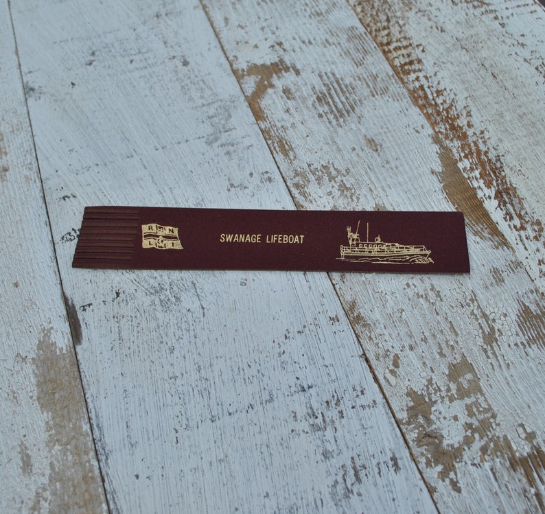 Vintage leather bookmark Souvenir RNLI Swanage Lifeboats