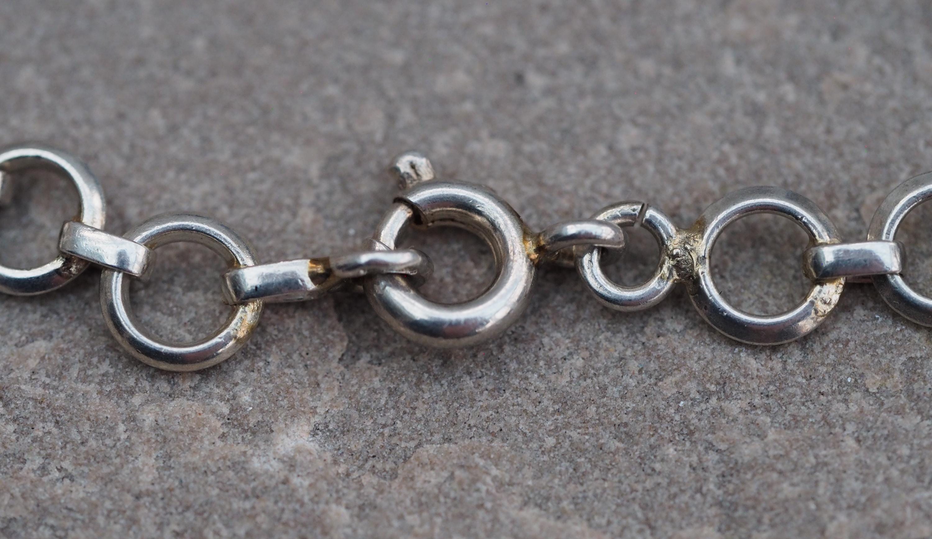 7.25インチ ブランク ヴィンテージ シルバー チャーム ブレスレット