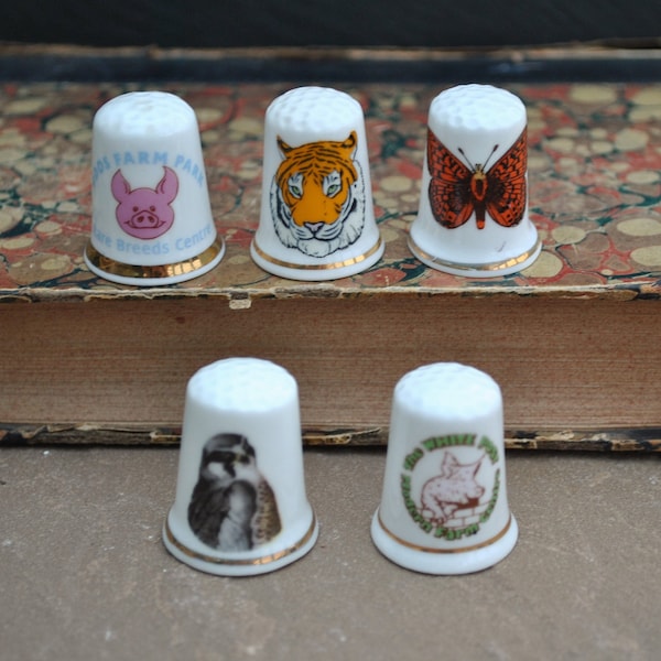 Vintage animal park advertising china thimble - Pick from the list