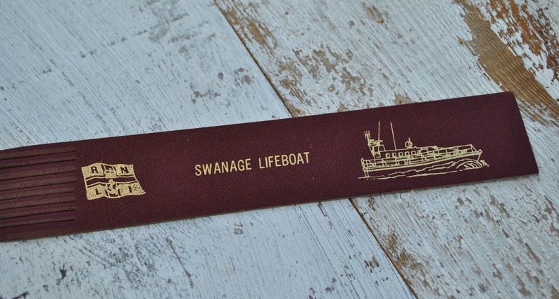 Vintage leather bookmark Souvenir RNLI Swanage Lifeboats