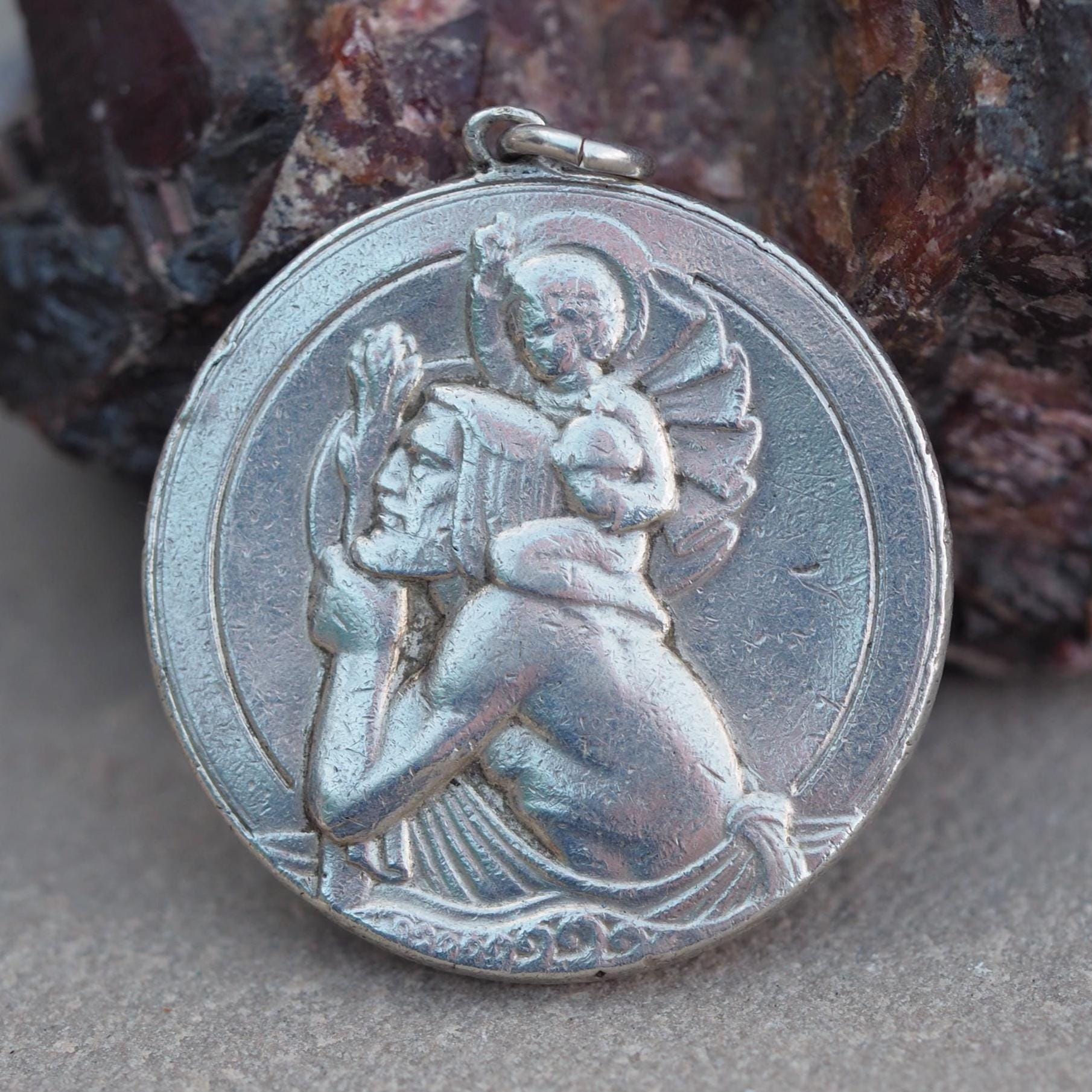 SJ Rose & Son Hallmarked St Christopher Squared Shaped Vintage