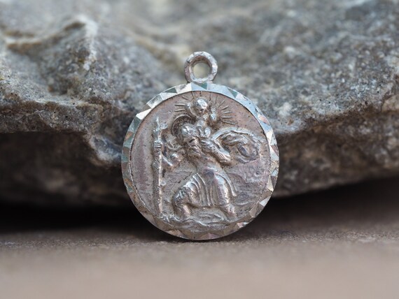 Small vintage Georg Jensen silver St Christopher pendant Safe travels Journey Charm
