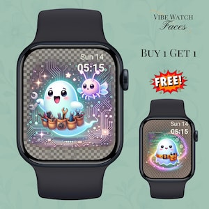 Funny Ghost Watch Face Set – Debugging & Fix-It Ghosts | Digital Apple Watch Wallpaper