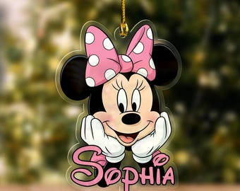 Personalized Minnie Disney Acrylic Ornament, 2025 Disney Minnie Christmas Ornament, Minnie Keepsake Decor Gift, Custom Name Ornament Gift