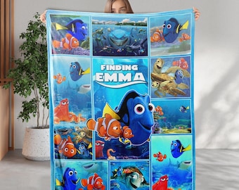 Personalized Finding Nemo Blanket, Custom Just Keep Swimming Nemo Blanket, Finding Dory Birthday Ultra-Soft Micro Fleece Blanket Kids Gift