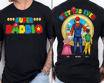 Spersonalizowana koszulka Super Mario Daddy, koszulka Universal Studios Daddy, koszulka Universal Studios Super Daddio, koszulka Mario Gamer, koszulka Best Dad Ever