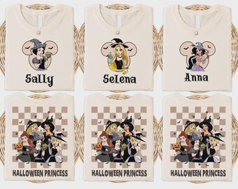 Disney geruite prinses shirts, Snow White & Belle Halloween-shirt, Disney Custom Spooky Vibes shirt, Disney Spooky Season Matching shirt