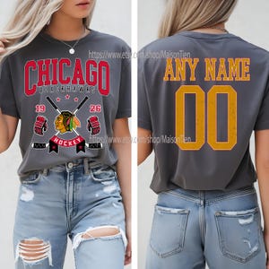 Personalized Chicago Hockey Sweatshirt, Chicago Blackhawks crewneck, Chicago Hockey shirt, Custom Hockey Shirt, Hockey Number Shirt
