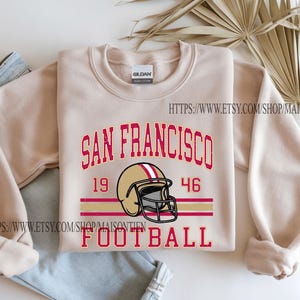 Felpa vintage da football di San Francisco, maglietta da football, maglietta girocollo da football di San Francisco, maglietta da football americano per il giorno della partita