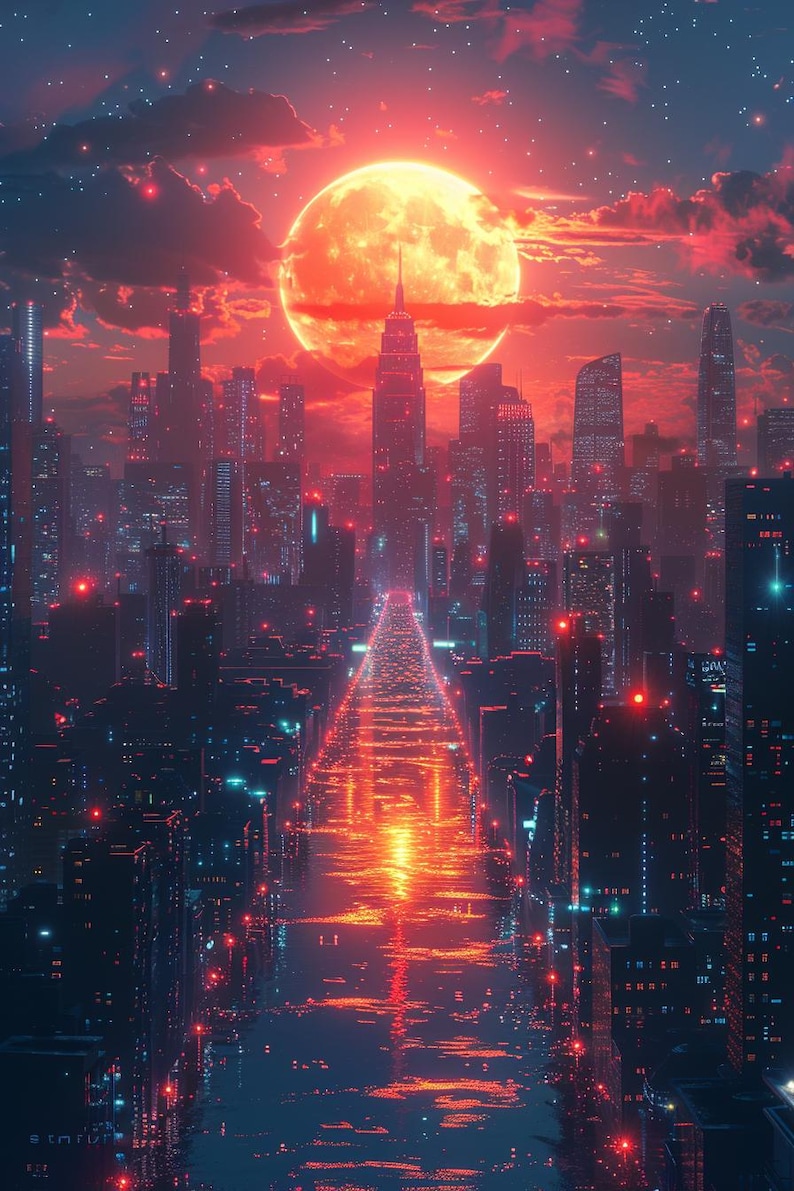 Retro Futurism Synthwave Wallpaper Pack – Neon City Digital Art ...