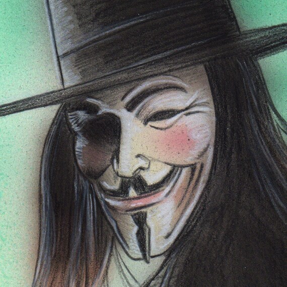 CGC V for Vendetta Vフォー・ヴェンデッタ サイン　スケッチ V for Vendetta Illustration - Etsy